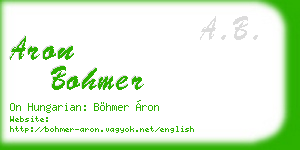 aron bohmer business card