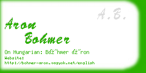 aron bohmer business card